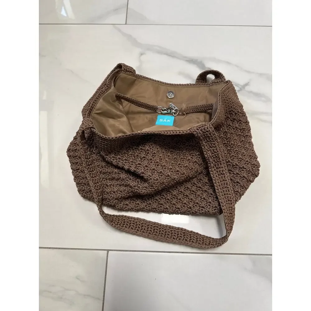 The SAk Brown Crochet Shoulder Purse Handbag Bag - Picture 11 of 15